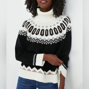 Tuckernuck Charcoal and Cream Fair Isle Cardiff Sweater.
